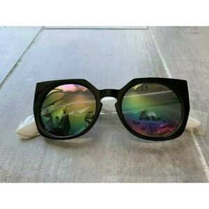 SURGE Sunglasses Beach Summer Round Retro Mirrored Rainbow Lenses NEW Cat Eye